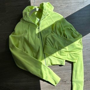 Lululemon Cropped Scuba jacket + matching sports bra